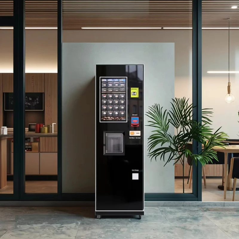 Customized Fully Automatic 24H Coffee Vending Machine Multi Flavor Smart Touch Screen Cashless Payment for Street Mall Station