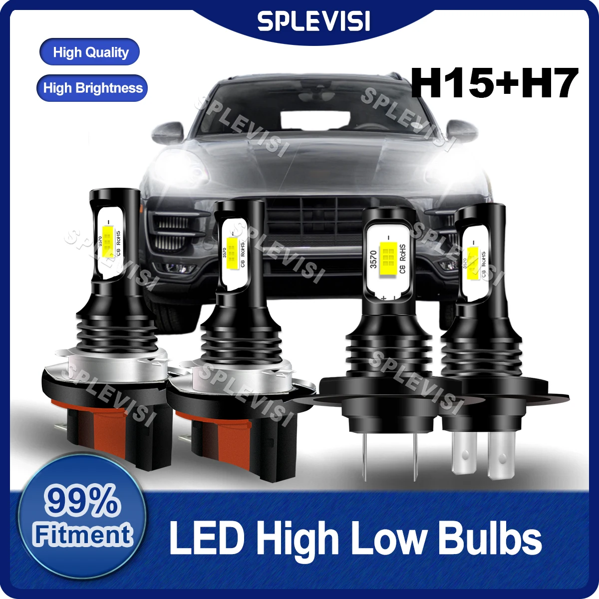 

SPLEVISI H15+H7 LED High Beam/Daytime Running Light+H7 Low Beam For Porsche Macan 95B 2014 2015 2016 2017 2018 2019 2020 2021