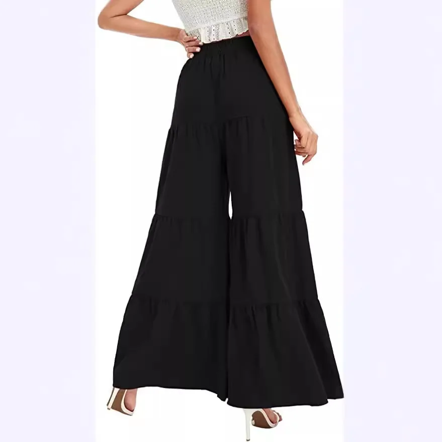 Pantalones sueltos de pierna ancha de cintura alta, pantalones casuales explosivos para mujer, pantalones largos de fibra de poliéster, temporada de primavera Faion