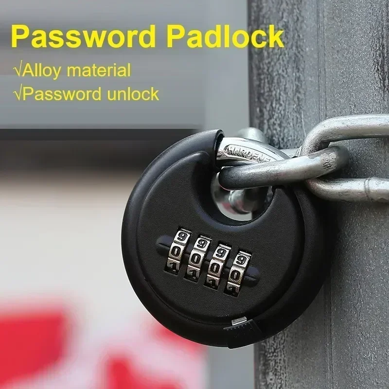 Round Padlocks 4 Digitals Code Password Combination Stainless Steel Discus Lock Padlock  Waterproof Rustproof Smart Padlock