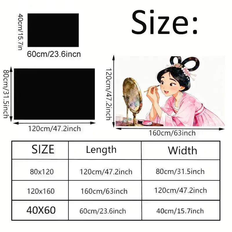 1 قطعة لطيف أنيمي فتاة ماكياج الغرور الكلمة حصيرة ، Kawaii النمط التقليدي الكرتون الأميرة خلع الملابس منطقة البساط ، لينة عدم الانزلاق ديكور