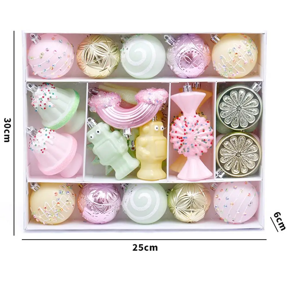 

Holiday Season Decoration Candy Hues Colorful Ornament Set Generous Quantity Christmas Balls Festive Atmosphere
