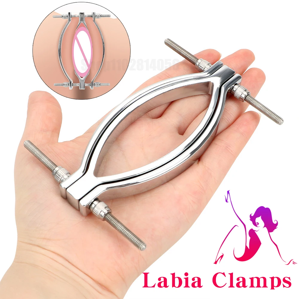 BDSM Bondage Labia Clamp Toy,Pussy Clitoris G-spot Speculum Spreader Lip of Vagina,Metal Labia Clip Sex Toy for WomenCouple Game