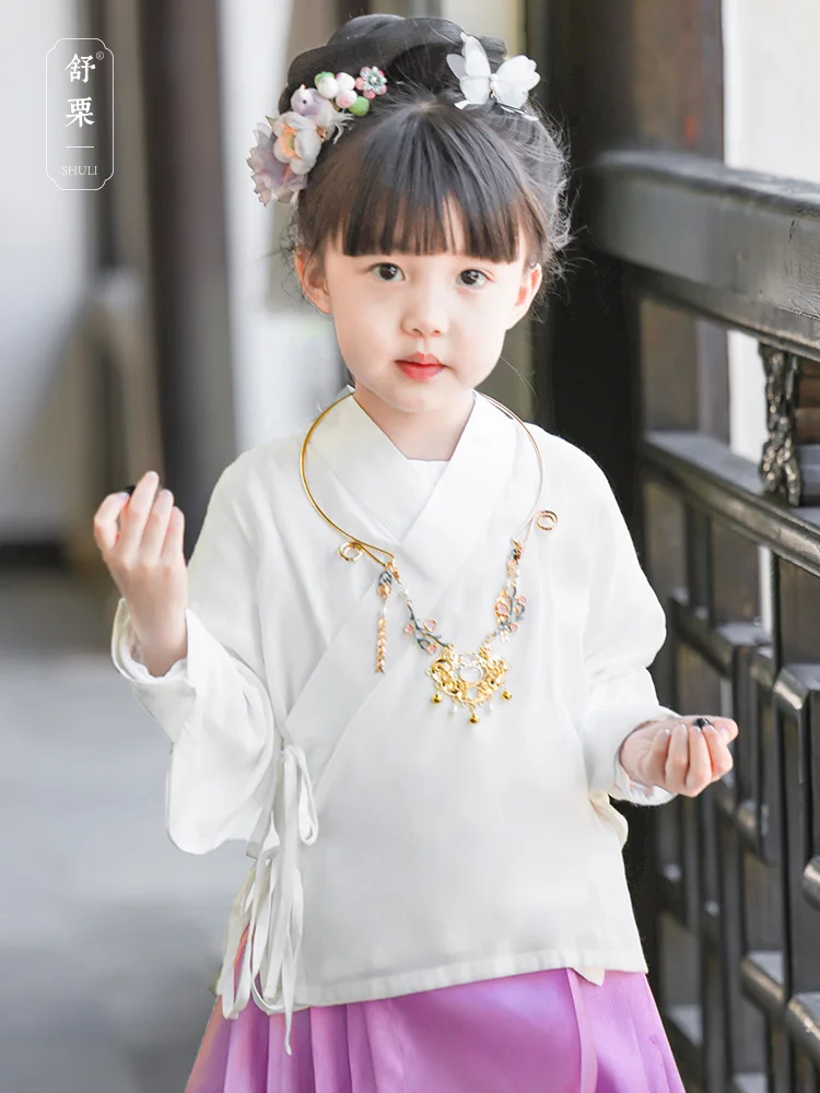 ulei-ユニバーサルカラーインナーウェアデイリーベルト付き伝統的な中国風の女の子用シャツ子供用多用途インナーレイヤー