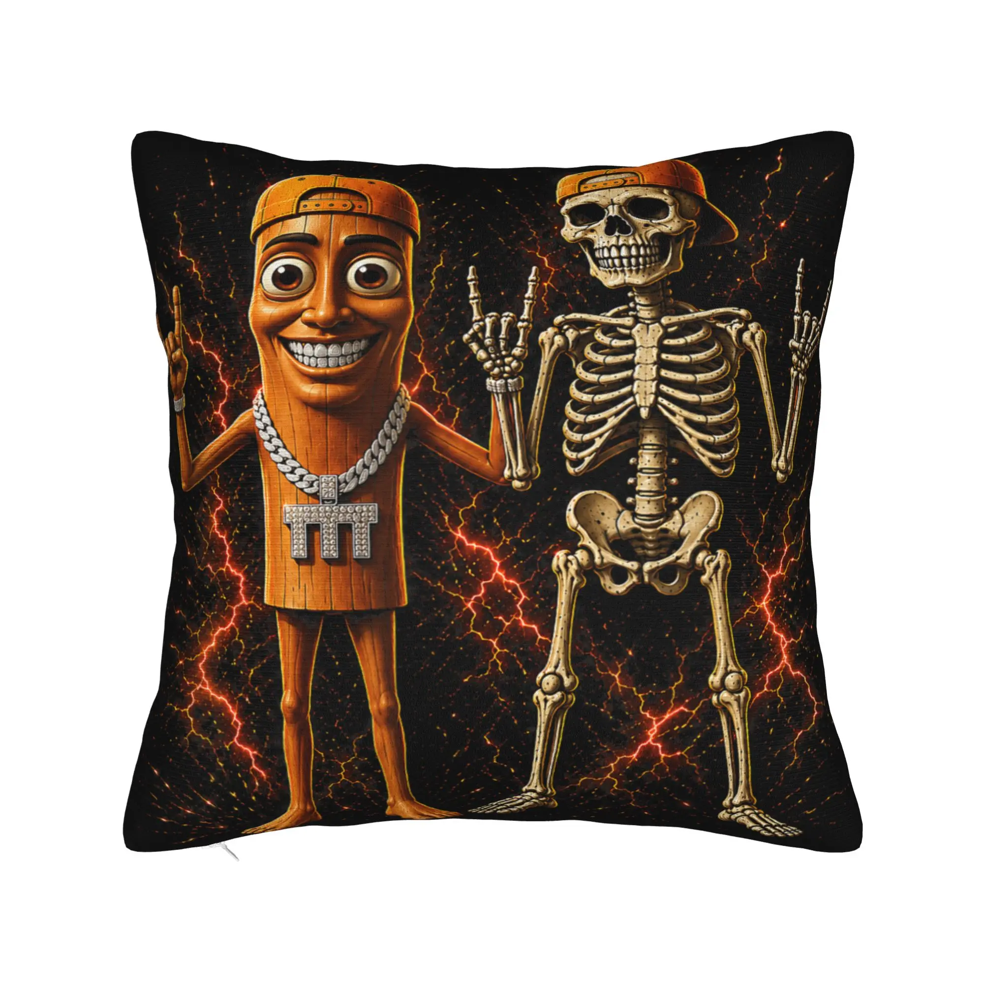 Pillow Cover Tung Tung Tung Sahur Skeleton Halloween  Novelty Pillow Case For Office Car Home Decor Pillowcases