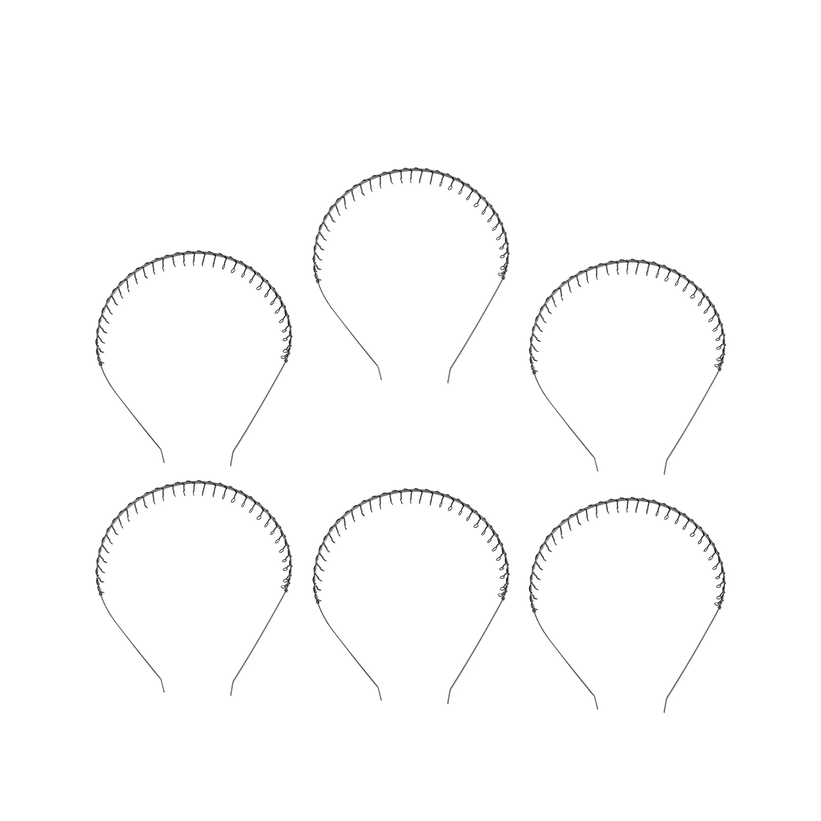 

6pcs Unisex Black Wave Metal Teeth Comb Hair Girl Men's Headband Hairband Hair Accessory hair loop Wavy Hair Band