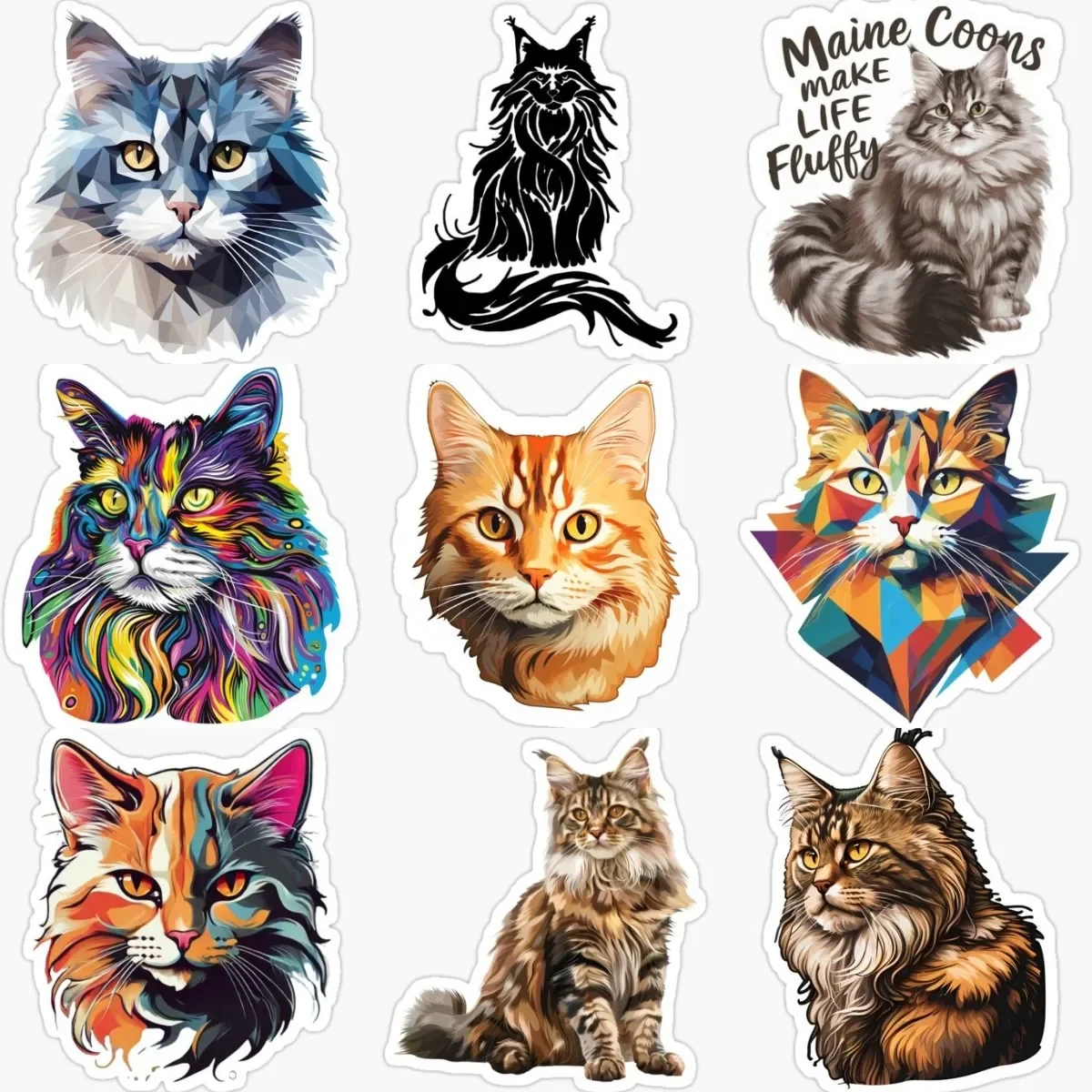

Cute Pets Maine Coon Cat Creative PVC Stickers for Decorate Car Van Wall Fridge Window Helmet Bicycle Decal Accessories