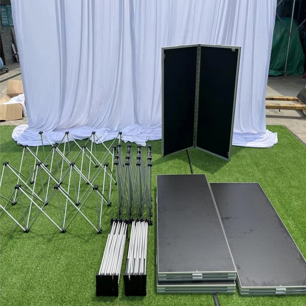 Folding Portable Stage Platform with Aluminum Riser | Foldable Event Stage for Performance & Exhibition