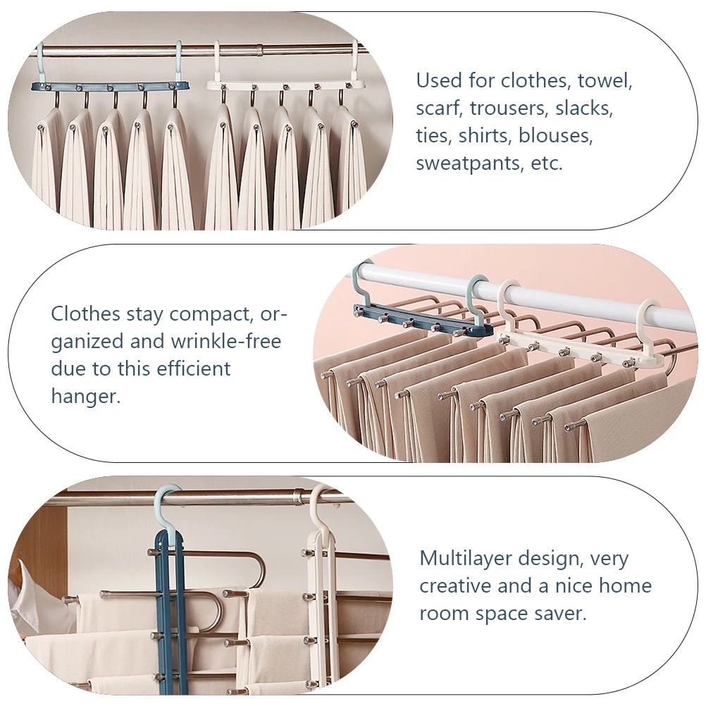 

1Pcs Stainless Steel Multi-Layer Pants Storage Organizer Closet Rack Space Saving Wardrobe Clothes Hanger Wardrobe Hanger