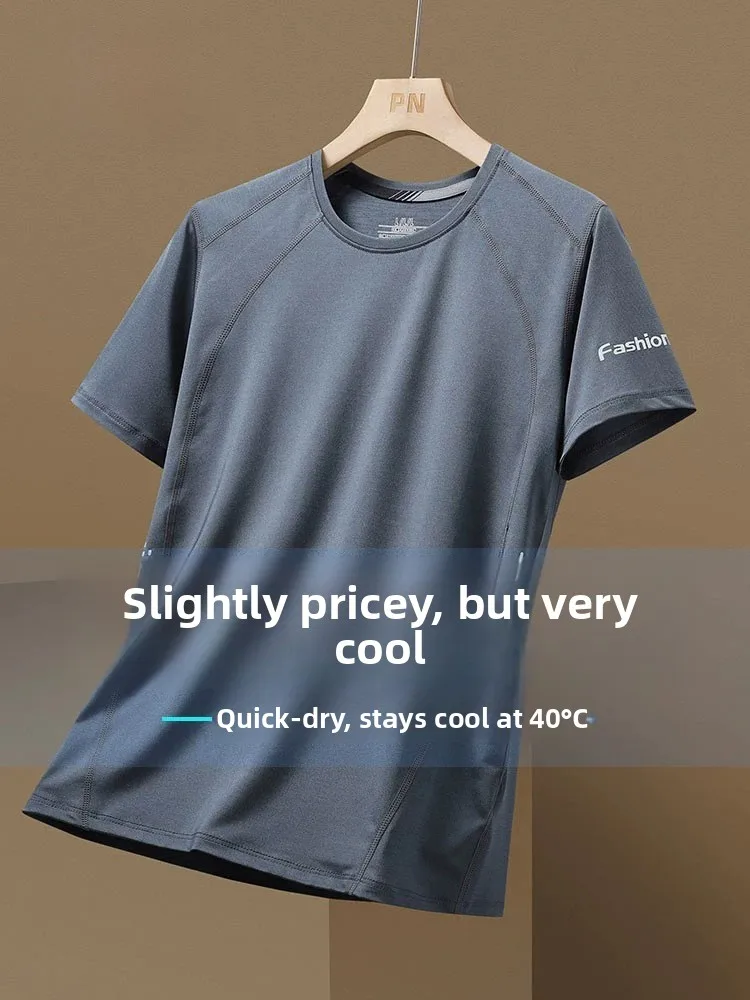 

Ice Silk ort Sve T-irt Men's Summer New Thin Loose Breathable Running Fitn Qui Dry Top SPIRIT Brand Polyeste...