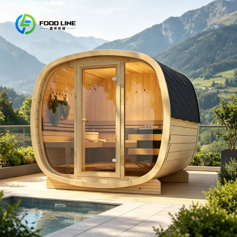 Customized 4-Person Dry Steam Solid Wood Sauna Room Modern Computer Control Panel  Stove Outdoor Traditional Cube Sauna House