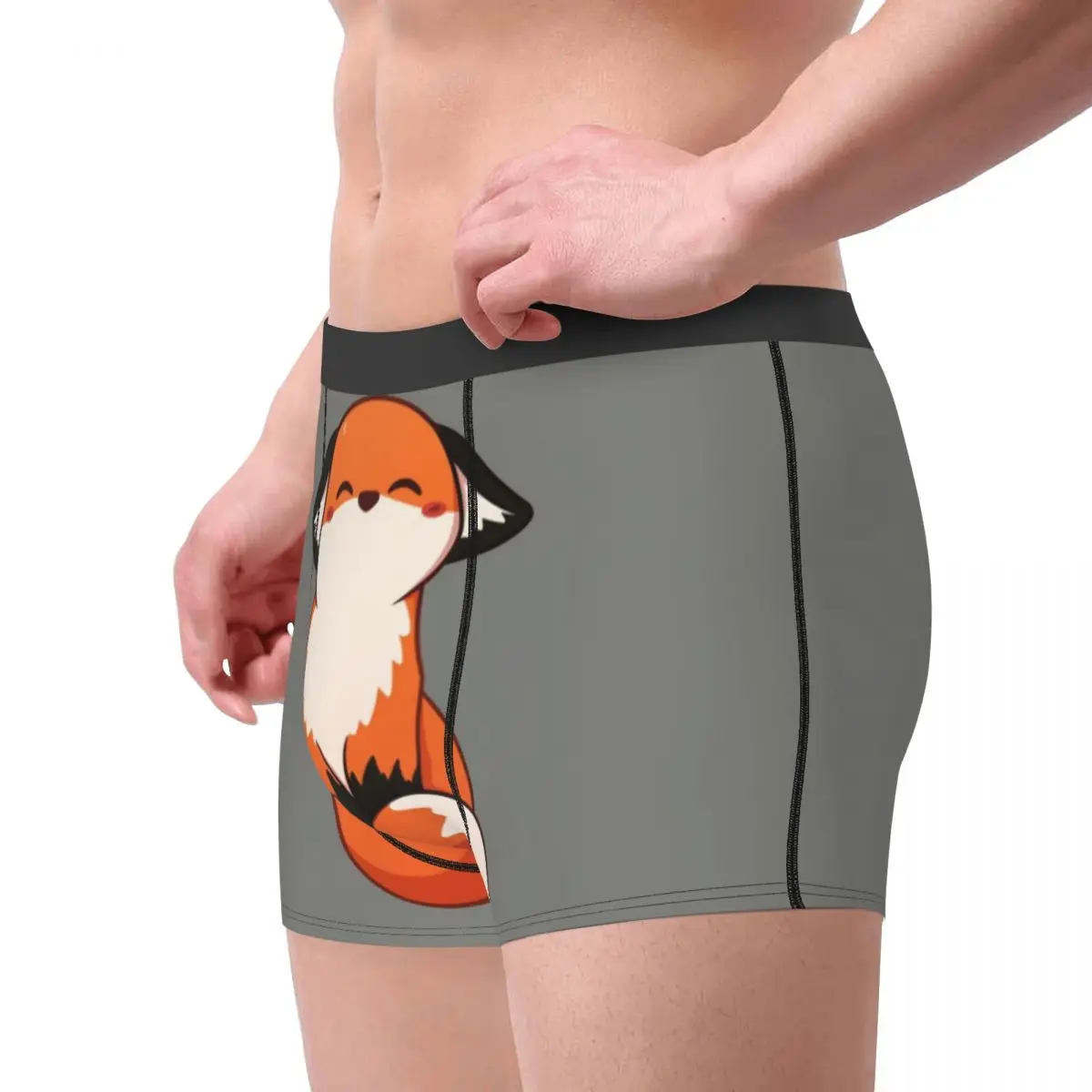 Custom Cute Fox Underwear Men Stretch Fashionable 3D Animal Printing Boxer Briefs