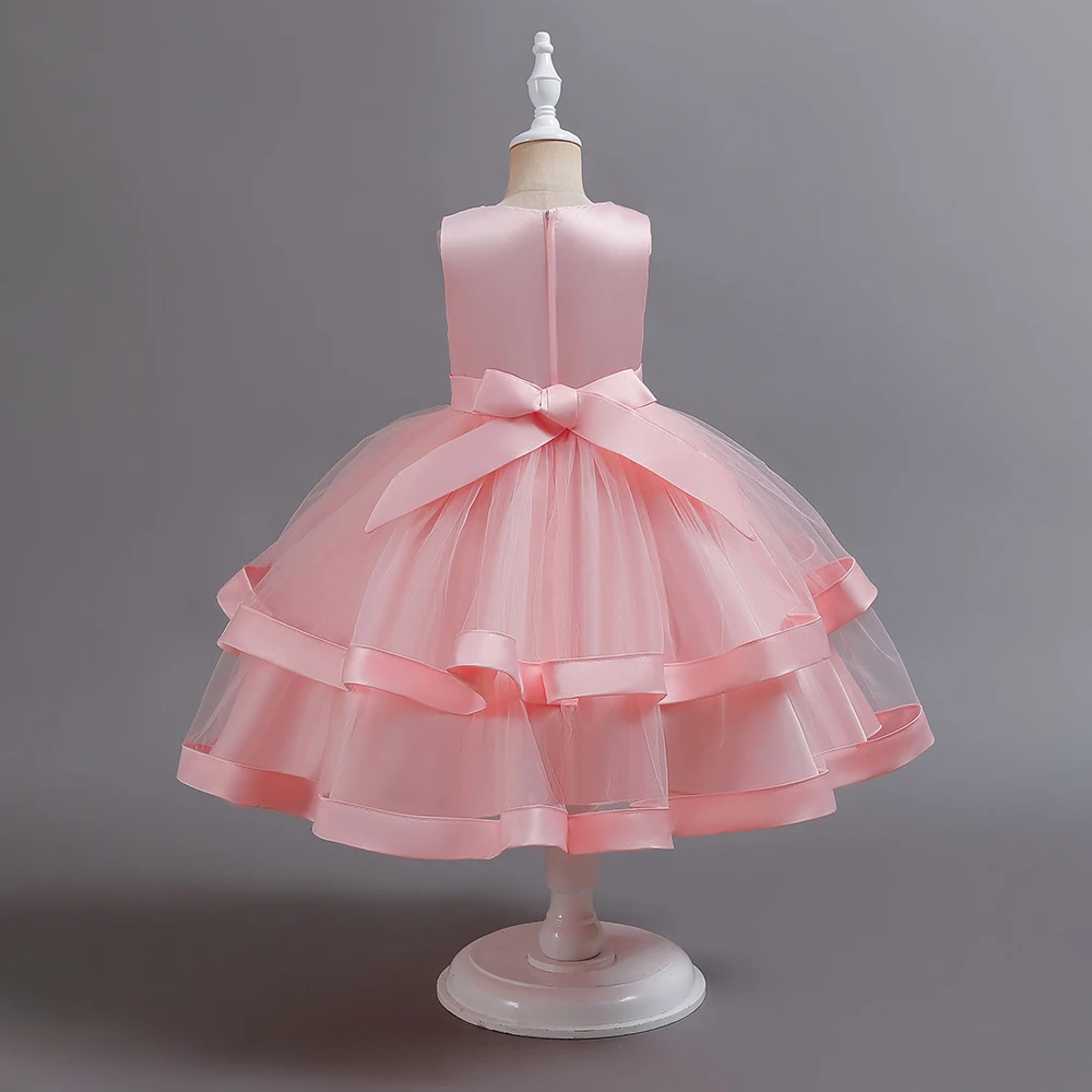 LAPA 3-12Y New Girls Birthday Wedding Party Princess Dress Fairy Cake Dress Kids Formal Prom Dresses Embroidery Flower Ball Gown