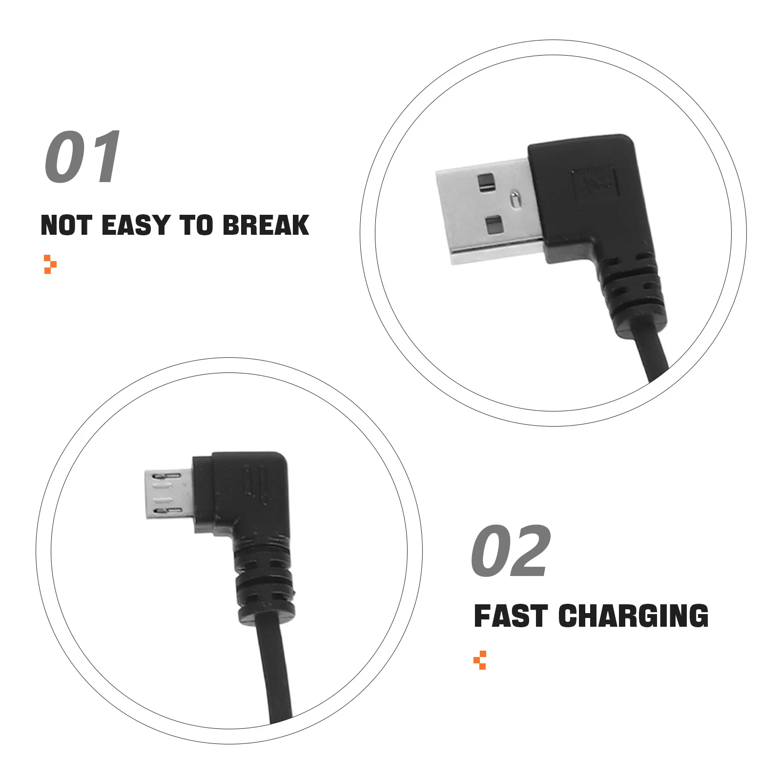 Cable de carga USB con resorte en espiral, conector retráctil de doble ángulo recto, Cable de transferencia de datos de carga rápida Compatible con Android
