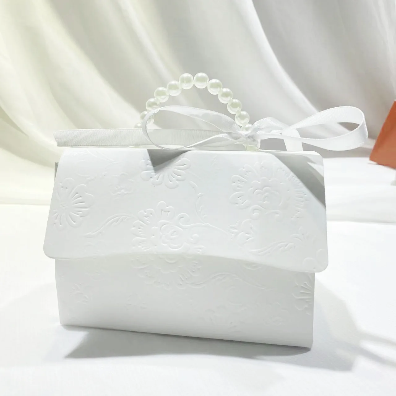 10Pc Sweet Pearl Hand Bag Chocolate Candy Boxes with Ribbon Gift Packaging Bag for Baby Shower Wedding Birthday Party Decoration