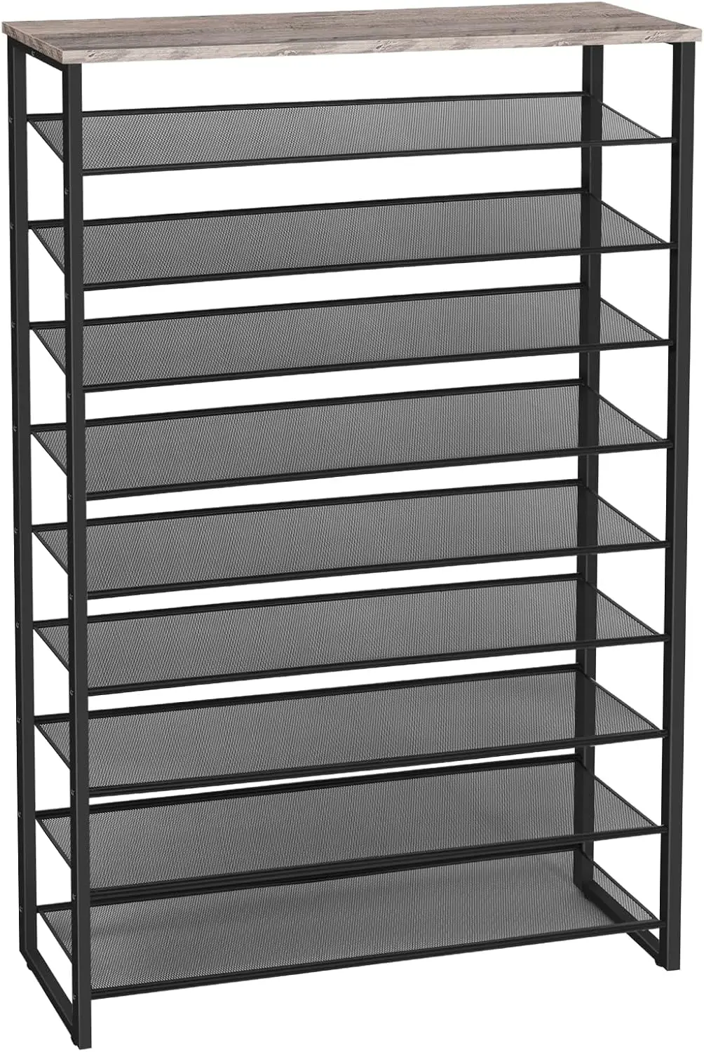 

10-Tier Shoe Rack, 39.4" L Storage Organizer for Entryway, Holds 45-50 Pairs of Shoes in Greige and Black