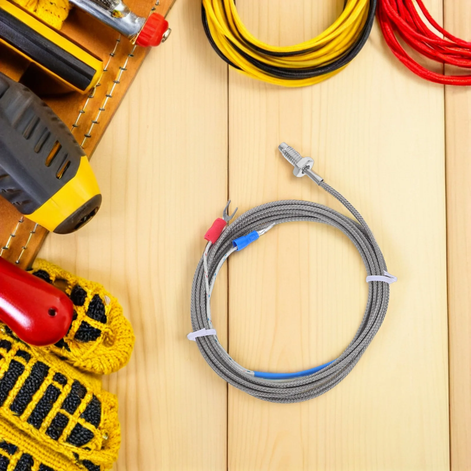 

2Pcs K Type Temperature Sensor Probe with 2 Meter Cable Metal Sensor for High Temp Measurement in Mechanical Equipment