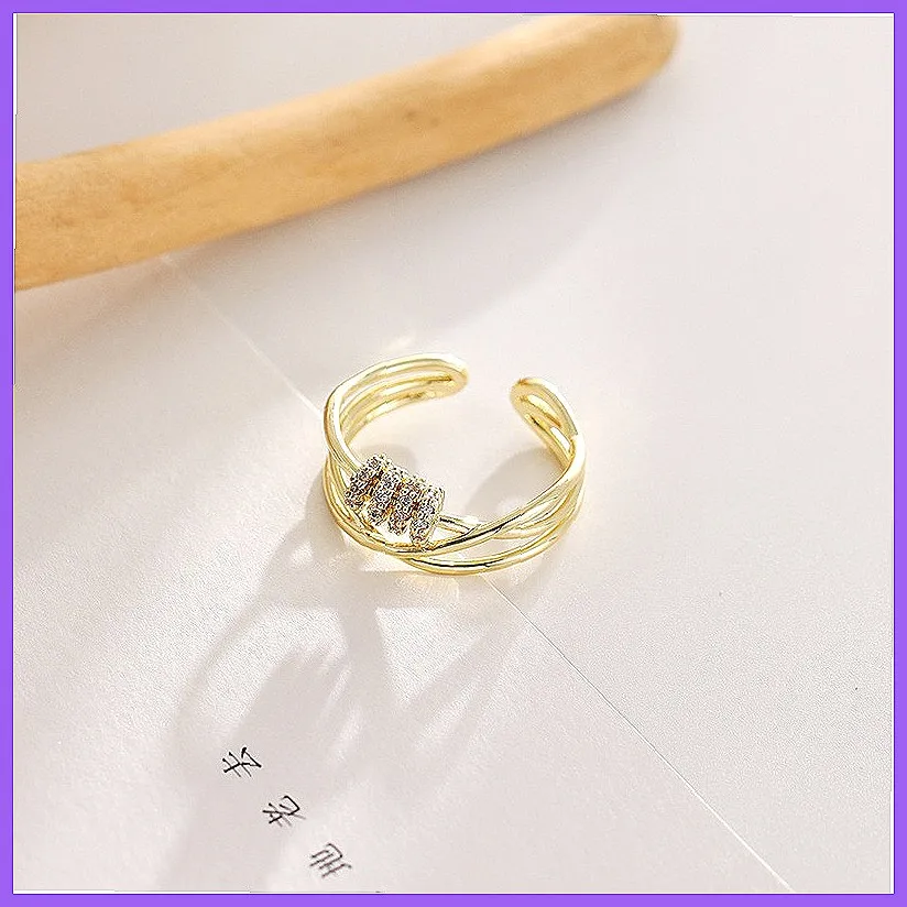 Unzip Rotate Niche Design Three-Layer Stackable Index Finger Ring for Women, Korean Simple Trendy Rings