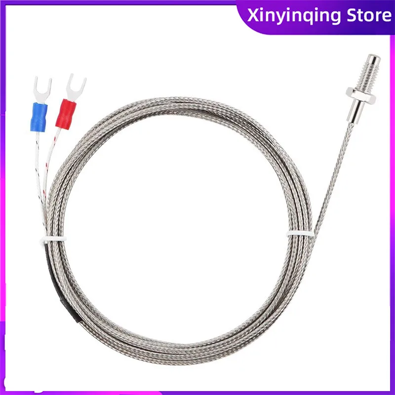 XYQ Temperature sensor K E PT100 M6 M8 screw-type thermocouple temperature controller probe temperature sensing wire 0.2-5M