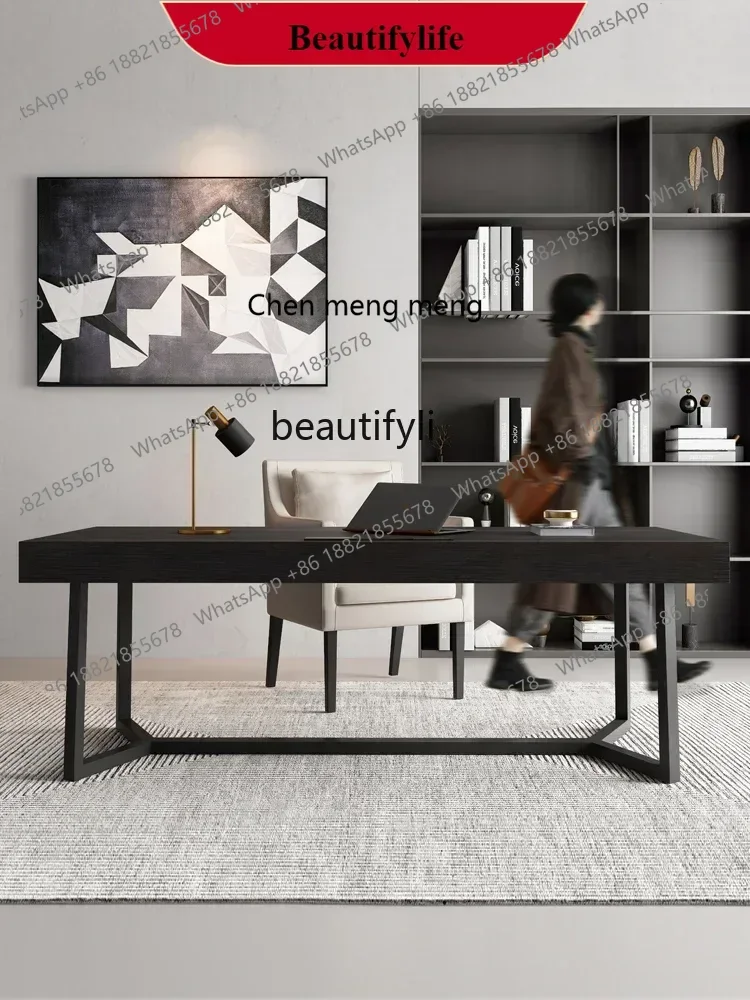 

G153 S Light Luxury Study Computer Desk Integrated Modern Minimalist High-End Home Writing Desk Stone Plate Italian Office furni