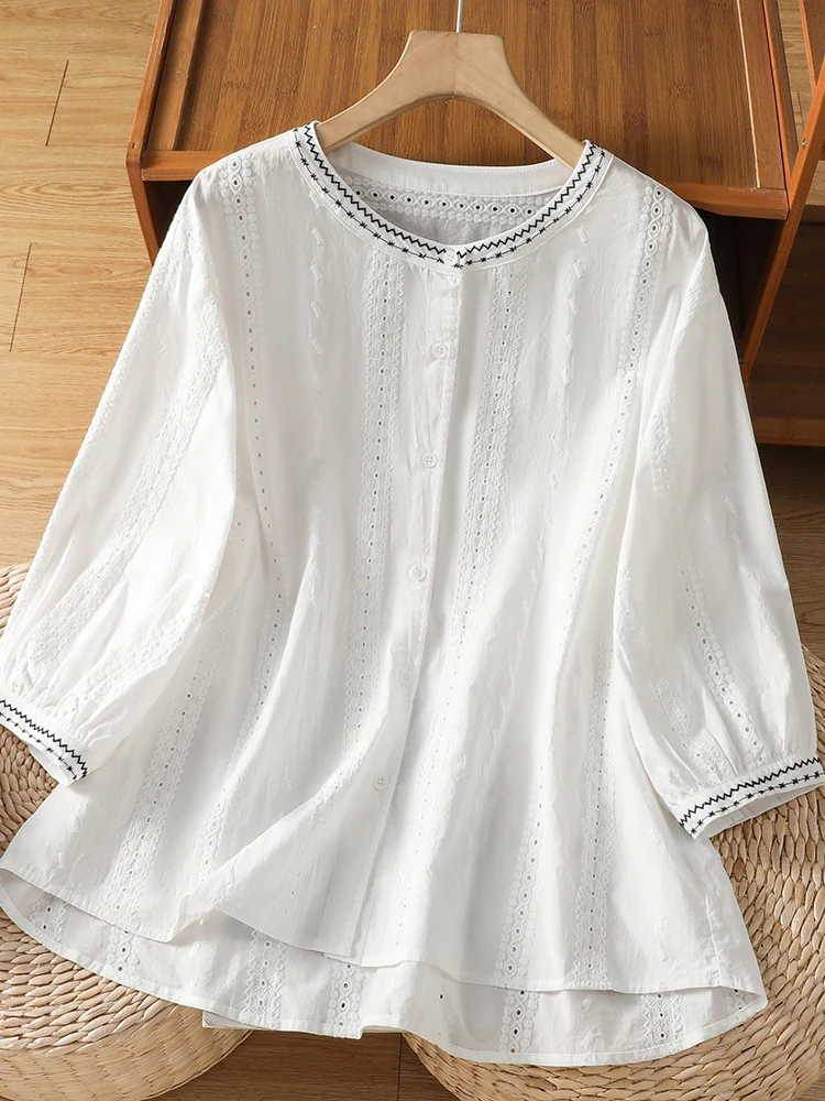

Unique Slimming Beautiful Large Size Korean Style Summer Shirt Artistic Loose Fit Printed Casual Breathable Skin-Friendly