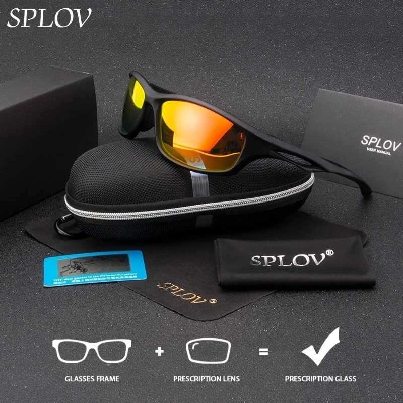 SPLOV Sports Style Polarized Prescription Sunglasses Customized Progressive Prescription Lenses Men's and Women's Sunglasses