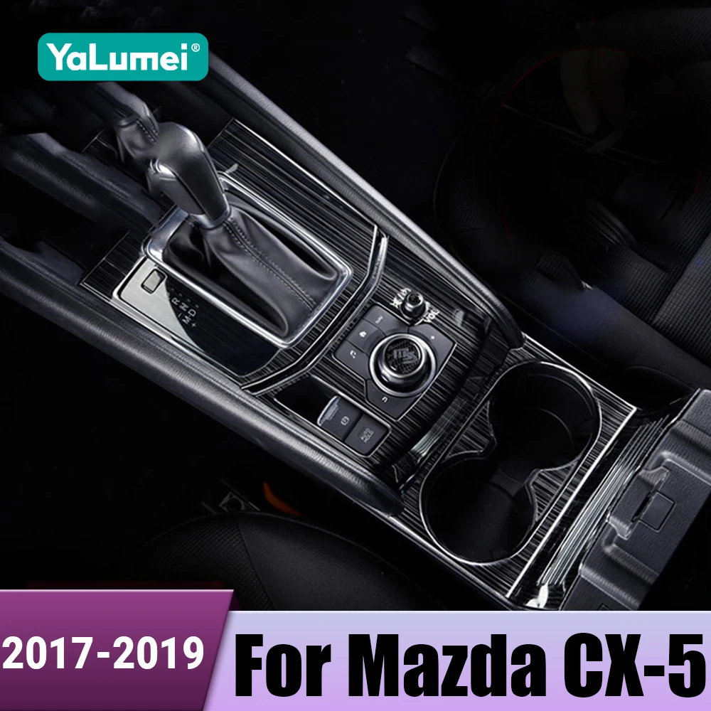 Edelstahl Auto Schalthebel Panel Tasse Halter Handbremse Dekoration Abdeckung Trim Für Mazda CX-5 CX5 2017 2018 2019 KF LHD Zubehör