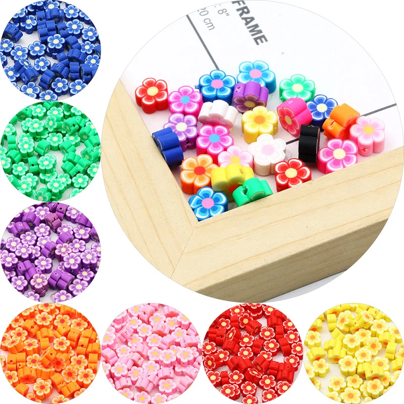 Mixed Sun Flower Polymer Clay Beads Clay Loose Spacer Beads For DIY Jewelry Making Handmade Crafts Accessories 20/50/100pcs