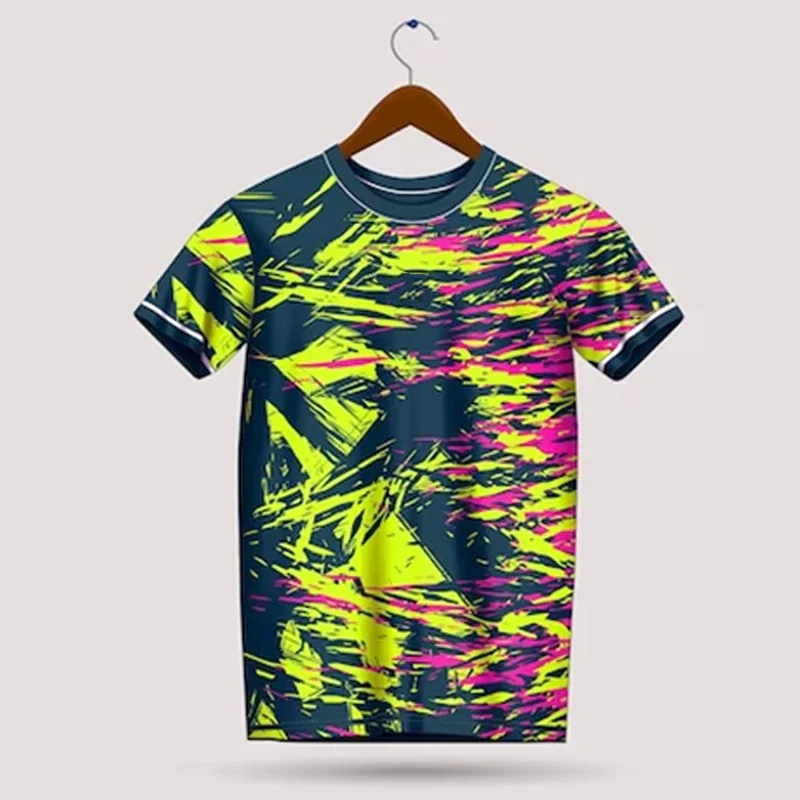 Sports T-shirt Summer 3D Men's Fast Drying Badminton Clothing Table Tennis Running Fitness Competition Training Clothing Top