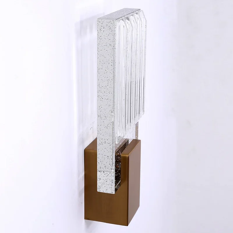 Luxury Modern Light Water Ripple Glass Rectangle Wall Lamp Living Room Bedroom Study Led Indoor Lighting For Home Decor