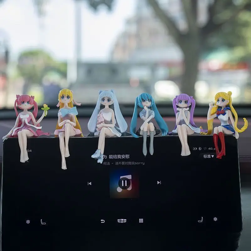 

Sailor Moon Car Ornament Cute Cartoon Creativity Sitting Posture Display Screen Ornament Fashion Exquisite Table Edge Ornament
