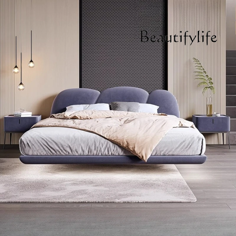 

S Italian Designer Luxury Bed 200×180cm Loft Floating Modern King Double Bed Headboards Cabinets Adults Camas Bedroom Furniture