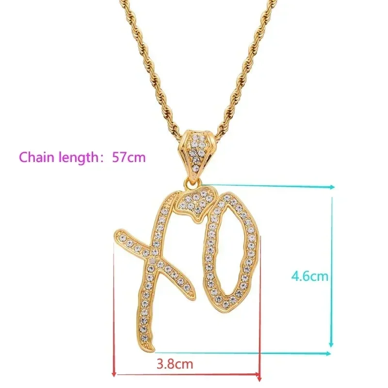 Bing Iced Out XO Ketting Zirconia Letter Hanger voor Mannen en Vrouwen Hip Hop Street Rock Rap Party Sieraden