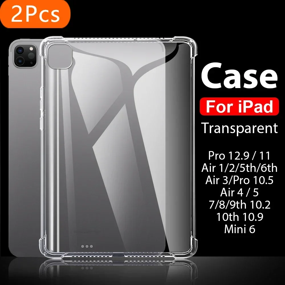 

2Pcs Transparent Case For iPad Pro 13 12.9 5th 6th 11 M4 M2 10 9 9th 10th Generation Air 5 4 3 10.9 Mini 6 8th 10.2 2024 Cover F
