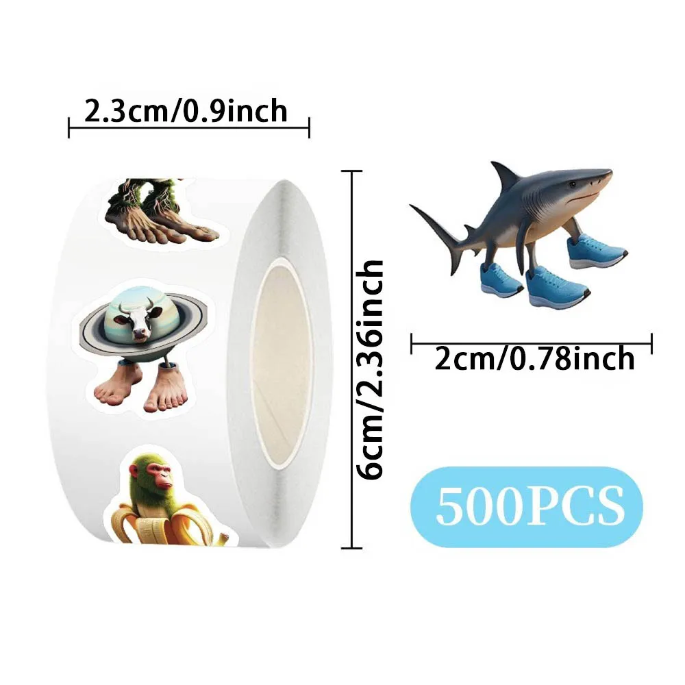 500pcs Tung Tung Sahur Abstract Sealing Stickers DIY PVC Laptop Decal Decorative Stickers Reward Gift School Supplies Stickers