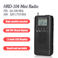 HRD-104 MP3 Music Player Stereo Antenna Digital Tuning Radio AM/FM LCD Display Rechargeable Automatic Channel Search Backlight