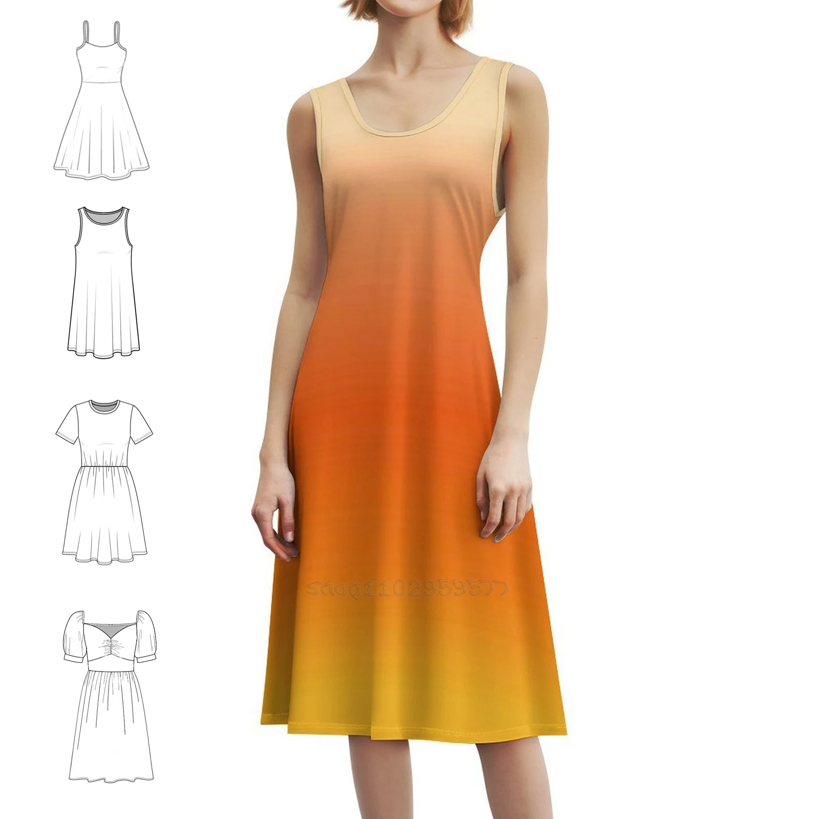 الخريف كاندي الذرة أومبير التدرج البوهيمي فستان بلا أكمام للنساء طباعة فساتين حفلات الشاطئ خريف الخريف الحلوى الحلوى الذرة الحلوى #2