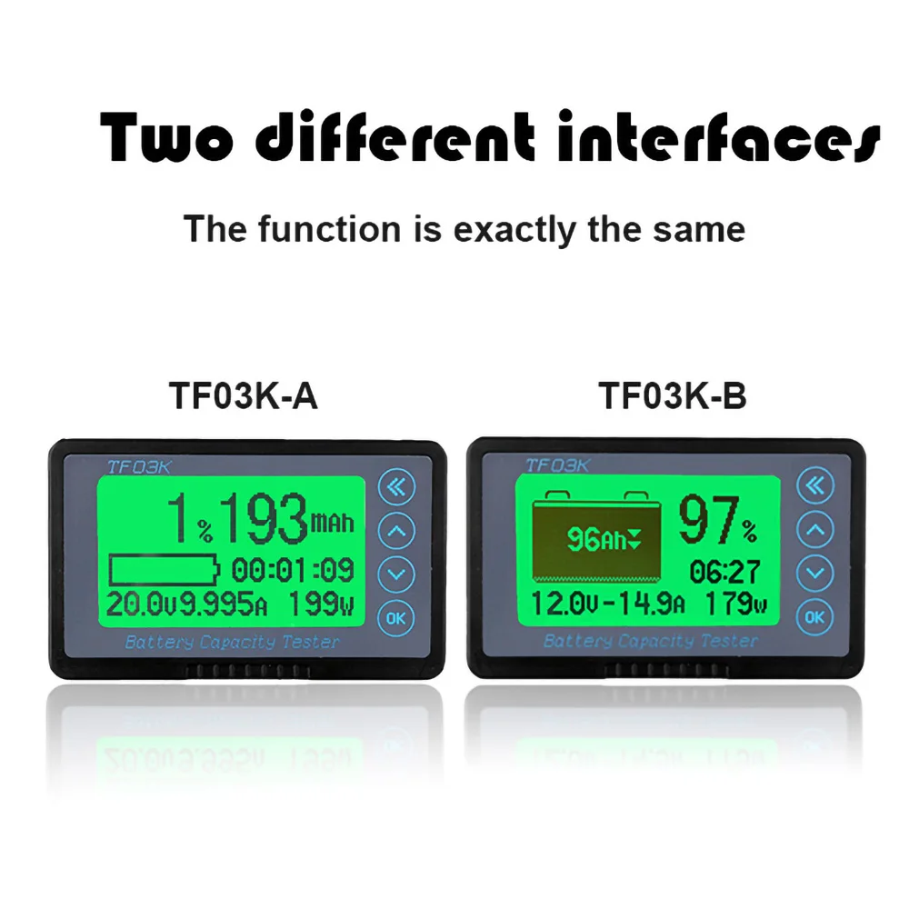 TF03K Battery Capacity Tester Coulomb Counter Battery Coulometer Capacity Detector DC10~120V 50A/100A/350A/500A Voltage Display