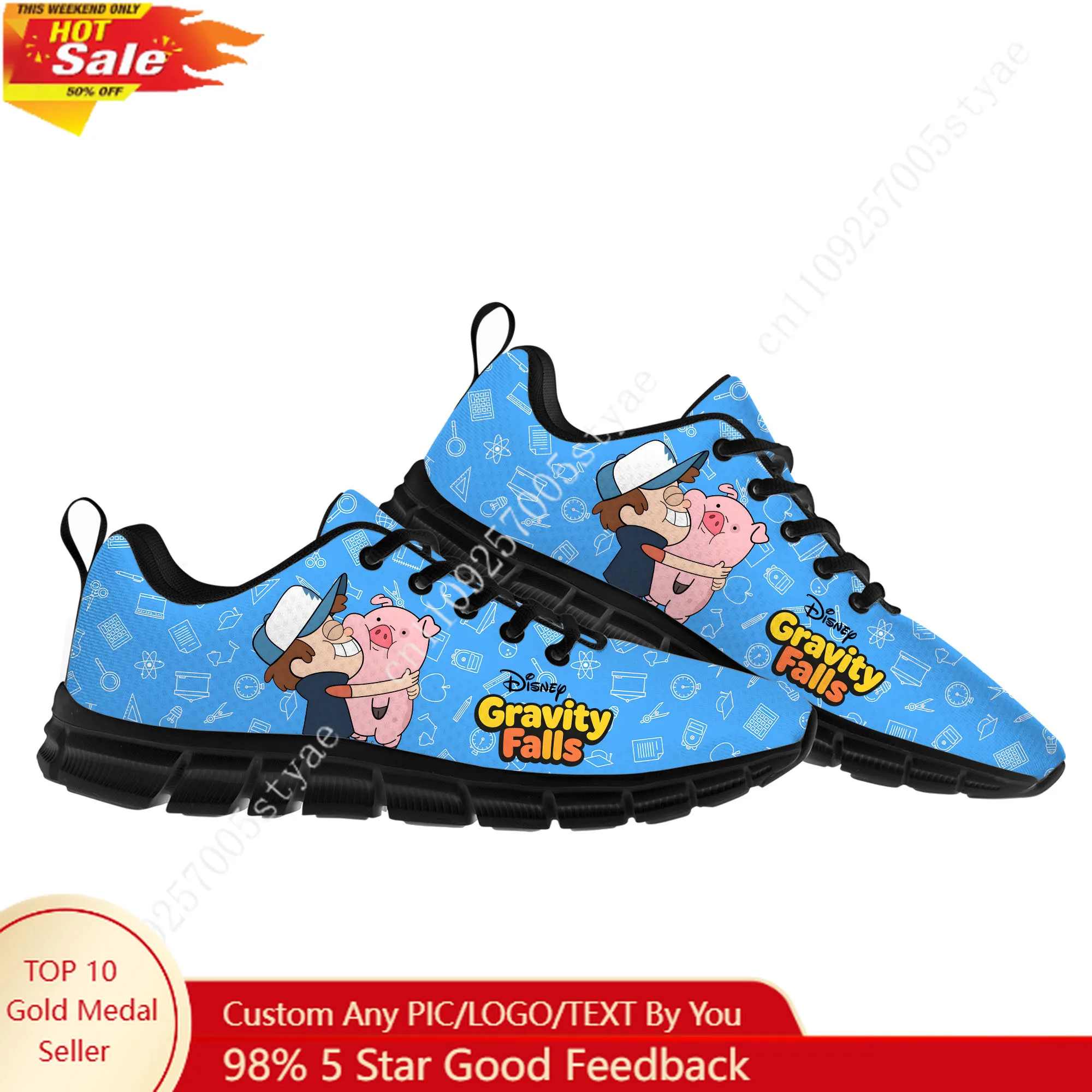 

Dipper Pines Sports Shoes Disney Cartoon Decorate Sneakers Design Your Logo Text Party Holiday Gifts Custom Shoe