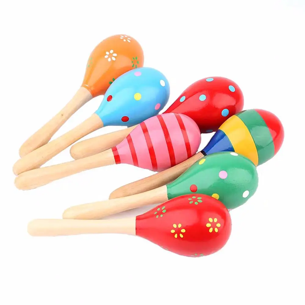 High quality Wooden Toy Infant Toddlers Toy Wooden Maraca Rattles Wood Sand Hammer Baby Rattle Kids Musical Toy