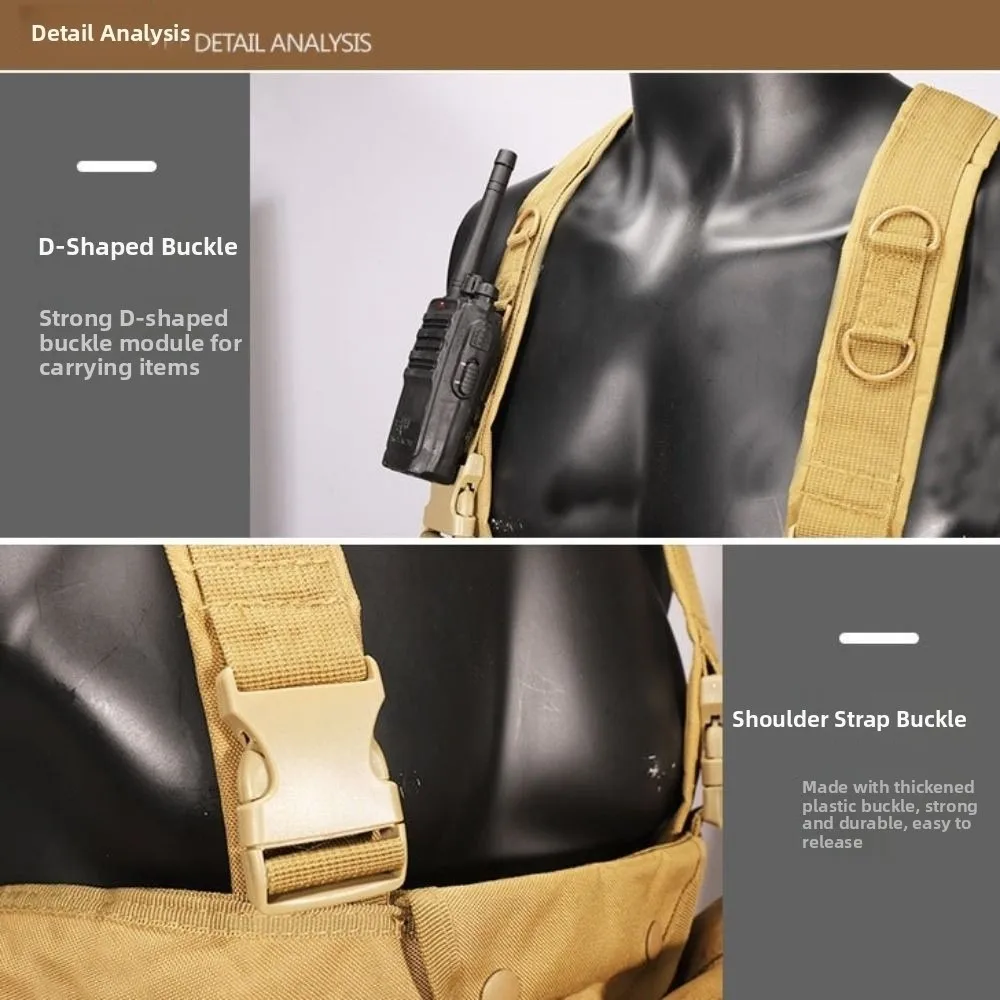 

6-pockets Outdoor Vest Bag High Density Nylon Large Capacity Climbing Chest Pocket Durable Waterproof Travel Storage Vest Bag