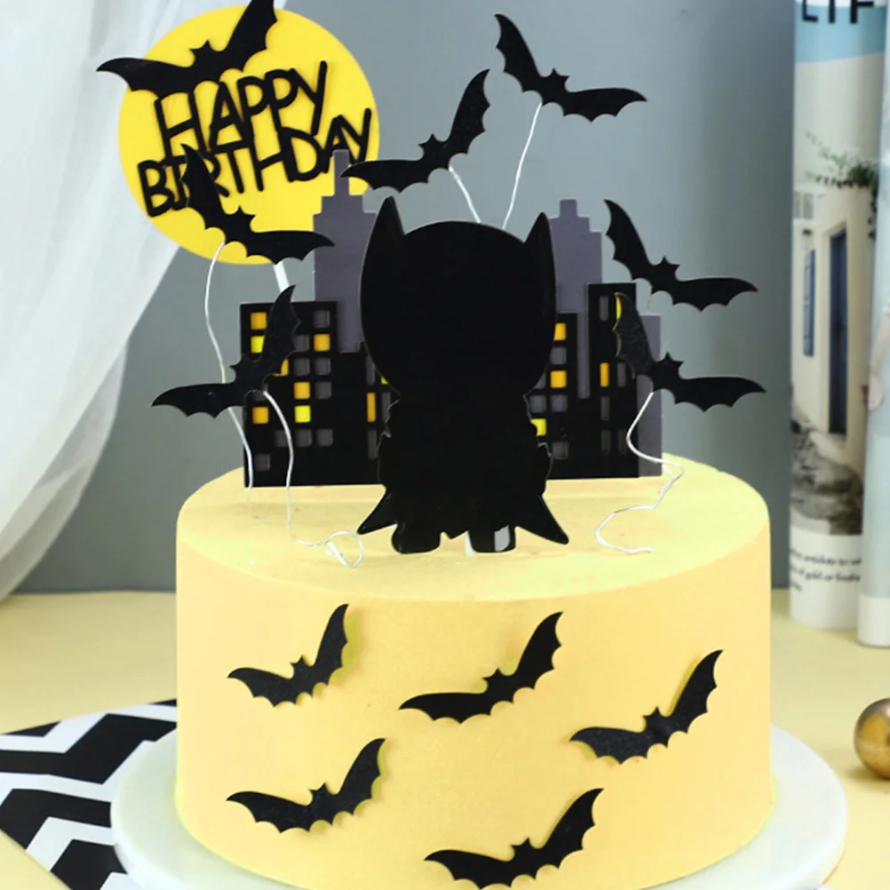 

40Pcs Bat Designed Cake Inserts Creative Halloween Party Cake Picks Dessert Toppers Photo Props Dessert Toppers