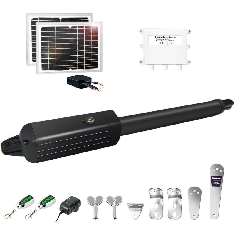 

A3S Automatic Solar Gate Opener for Light Duty Single Swing Gates Up to 12ft, Single Swing Gate Operator Battery Powered
