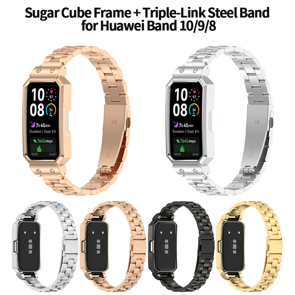 Браслет из нержавеющей стали для Huawei Band 9 8, металлический браслет для часов Huawei Band 10, сменный деловой ремешок, аксессуары