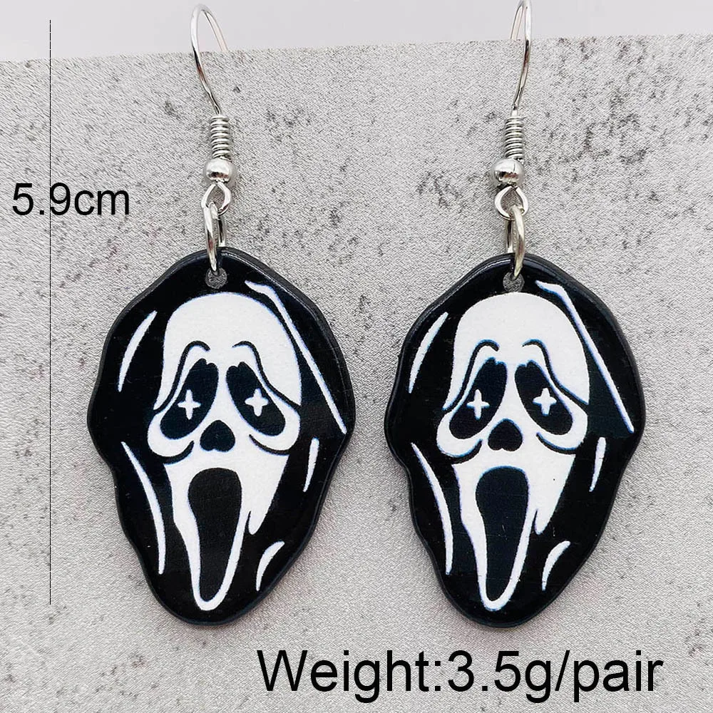 New Christmas Earrings Horror Pumpkin Ghost Magic Frog Boiler Acrylic Earrings Halloween Decoration Gift