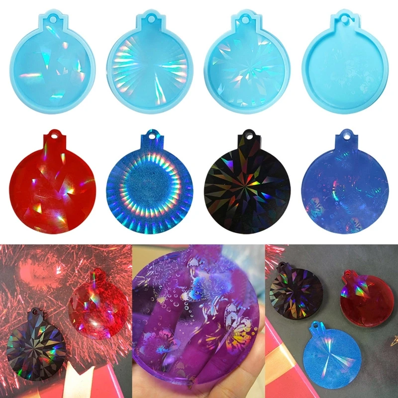 R3MC Holographic Light Shadow Christmas Pendant Epoxy Mold Diy Silicone Casting Mold