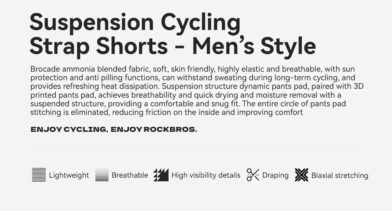 ROCKBROS Herren-Radlerhose, Sommer, 3D-Druck, mit integriertem Polster, antibakterielle, atmungsaktive Fahrrad-Latzhose. – Detail 3