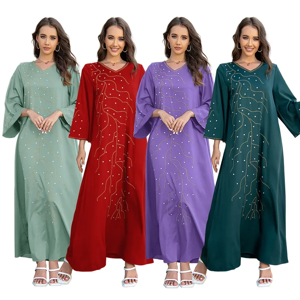 

2025 Modest Eid Ramadan Muslim Women Dress Party Dubai Luxury Abaya Turkey Islam Long Evening Dresses Musulmane Caftan Vestidos