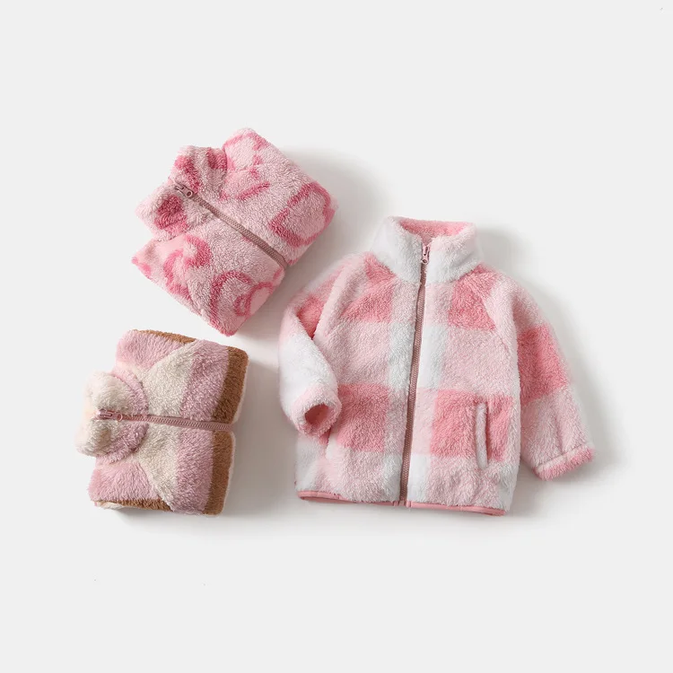 Ircomll Herbst Winter Neuer Bedruckter 2-7J Kinder-Mantel Stehkragen Patchwork Fleece Samt Warme Lässige Kinder-Oberbekleidung – Detail 1