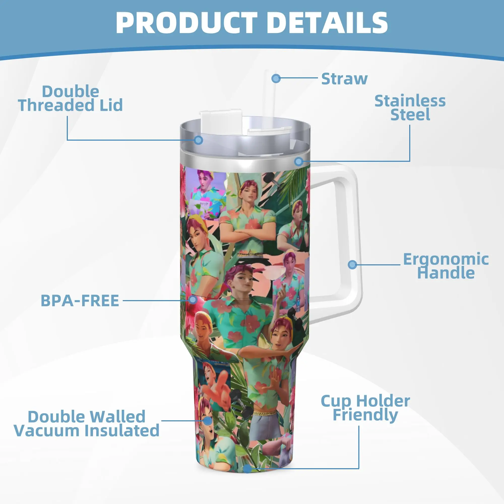 بهلوان من الفولاذ المقاوم للصدأ Kpop شيطان الصيادين Abs Saja Saja Boys كوب حراري محمول أكواب سيارة باردة وساخنة زجاجة مياه مطبوعة